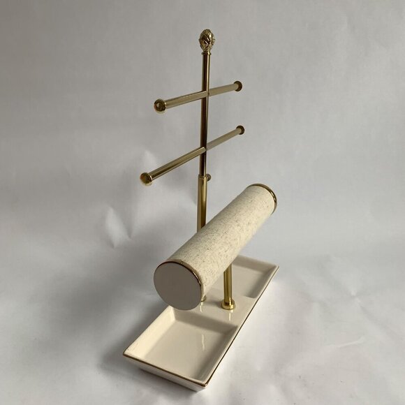 West Emory Bracelet Bar Jewelry Organizer Storage Ceramic White Gold - Picture 2 of 8